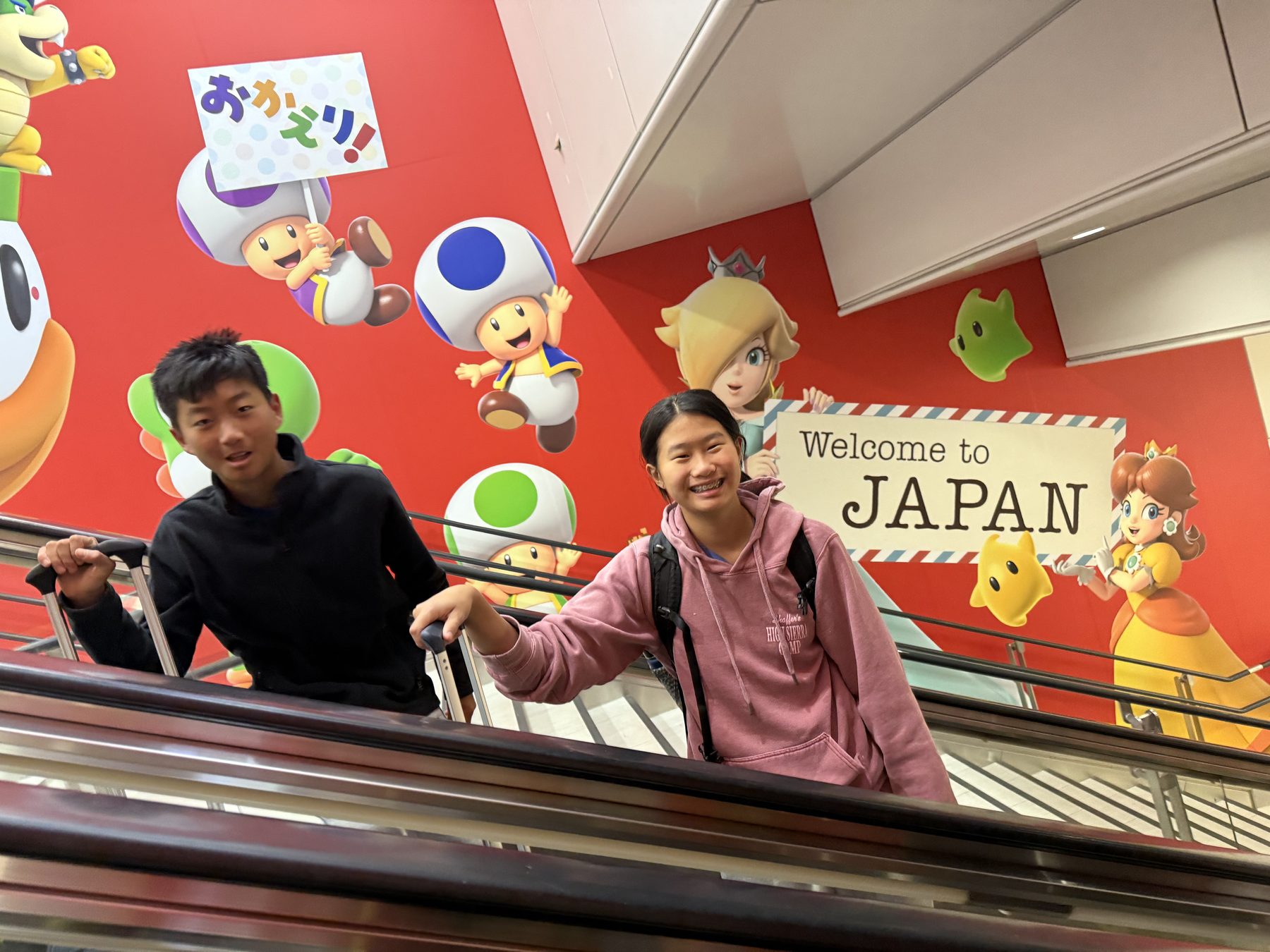 “Welcome to JAPAN” — the Nintendo wall on the way up from the station.