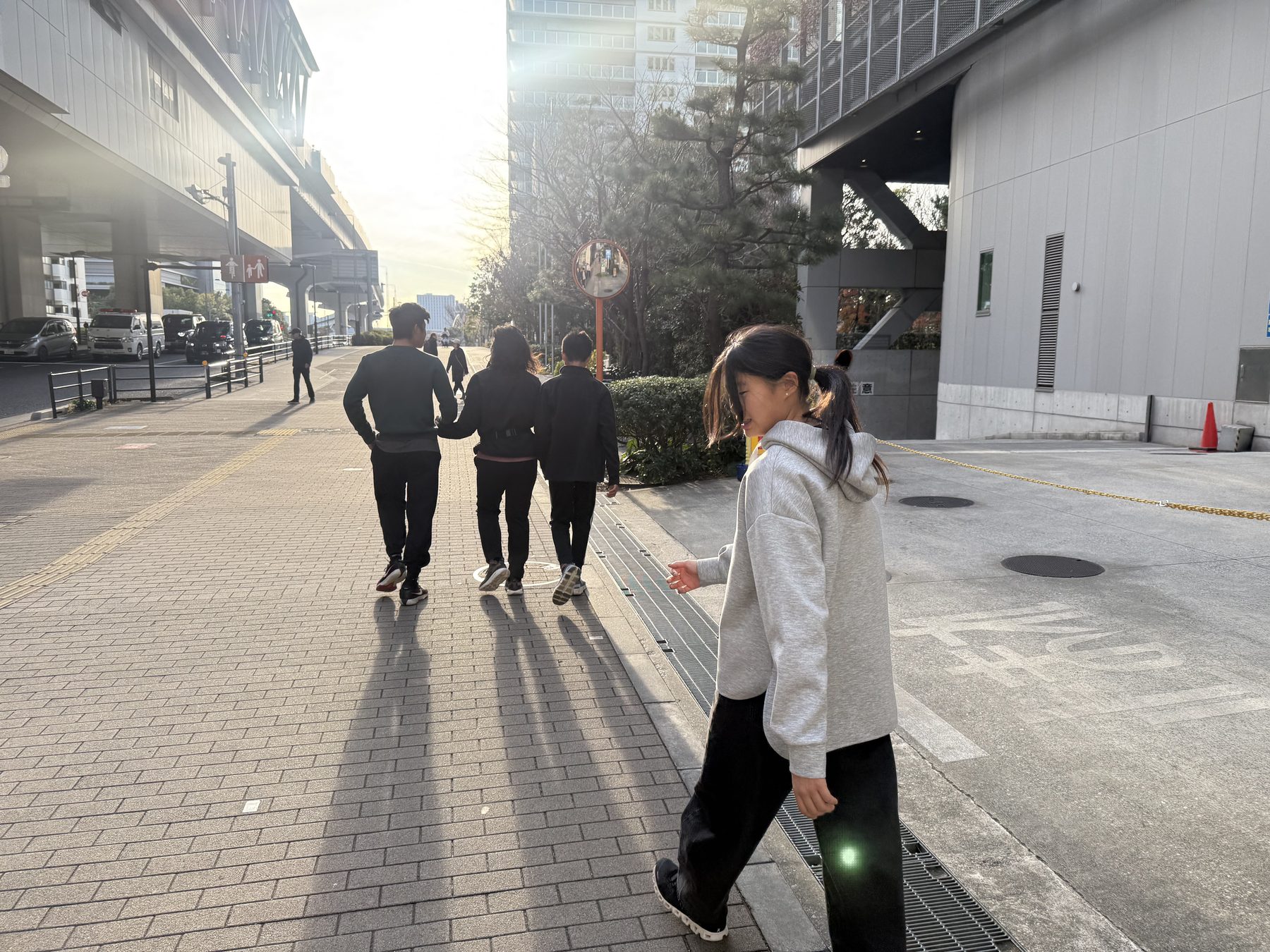 Walking in.